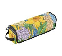 FRODOTGV Borsa da viaggio per attrezzi per capelli giacinti di narciso con fiori primaverili, borsa da viaggio per donne, con tappetino resistente al calore, custodia da viaggio per donne
