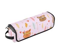 FRODOTGV Borsa da viaggio per strumenti per capelli, accessorio da viaggio e tappetino resistente al calore, stile bohémien, simpatici animali dei cartoni animati, per ferro da stiro piatto e