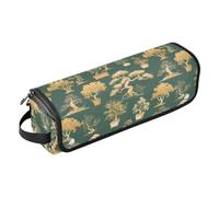 FRODOTGV Borsa da viaggio per strumenti per capelli caldi bonsai verde giallo con tappetino rimovibile resistente al calore grande capacità organizer per strumenti per capelli per ferro piatto e