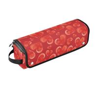 FRODOTGV Borsa da viaggio per strumenti per capelli con cuori disegnati a mano rossa con tappetino rimovibile resistente al calore custodia da viaggio a doppio strato per ferro arricciacapelli piastra