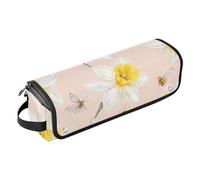 FRODOTGV Borsa da viaggio per strumenti per capelli con graziosa dalia, colore bianco, con tappetino resistente al calore, grande custodia da viaggio per strumenti caldi e accessori per la cura dei