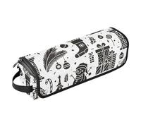 FRODOTGV Borsa da viaggio per strumenti per capelli con tappetino resistente al calore per accessori per capelli organizer portatile da viaggio con sagome nere di Natale