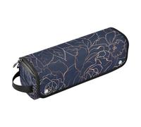 FRODOTGV Borsa da viaggio per strumenti per capelli, contorno rame-oro lucido, blu navy, blu scuro, organizer per accessori per capelli rimovibile, organizer per accessori per lo styling dei capelli,