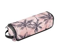 FRODOTGV Borsa da viaggio per strumenti per capelli da donna, con tappetino resistente al calore, motivo astratto tropicale, palma grunge per utensili caldi e accessori per la cura dei capelli,