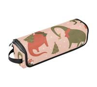 FRODOTGV Borsa da viaggio per strumenti per capelli da donna Dino festa di Natale albero Rex dinosauro accessori per capelli organizzatore ferro arricciacapelli da viaggio borsa portaoggetti per ferri