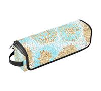 FRODOTGV Borsa da viaggio per strumenti per capelli in lamina d'oro e blu mare con cuscinetto resistente al calore accessorio da viaggio borsa organizer per strumenti per capelli, Motivo lamina d'oro
