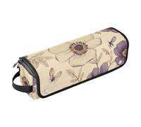 FRODOTGV Borsa da viaggio per strumenti per capelli marrone con narcisi in stile cartone animato, organizer con tappetino resistente al calore per piastre e asciugacapelli, Colore 02, 1 Size