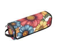 FRODOTGV Borsa da viaggio per strumenti per capelli, motivo floreale, peonie, fiori di ciliegio, farfalle, api, bordeaux, con cuscinetto resistente al calore, custodia da viaggio a doppio strato per