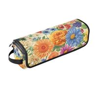 FRODOTGV Borsa da viaggio per strumenti per capelli, motivo floreale, peonie, fiori di ciliegio, farfalle, api, bordeaux, con cuscinetto resistente al calore, custodia da viaggio a doppio strato per