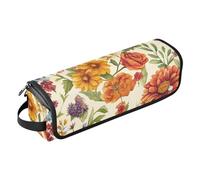 FRODOTGV Borsa da viaggio per strumenti per capelli, motivo floreale, peonie, fiori di ciliegio, farfalle, api, bordeaux, con cuscinetto resistente al calore, custodia da viaggio a doppio strato per