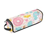 FRODOTGV Borsa da viaggio per strumenti per capelli, portatile, organizer per strumenti per acconciature, con tappetino in ferro, per piastre, arricciacapelli, simpatici unicorni e ciambelle, pesca,