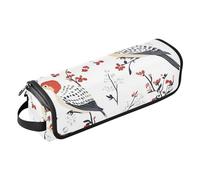 FRODOTGV Borsa da viaggio per utensili da donna, a doppio strato, organizer portatile per ferri da stiro, piastre, arricciacapelli, divertenti uccelli dal ventre rosso, picchio rosso bianco, 13, 1