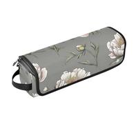 FRODOTGV Borsa da viaggio per utensili da donna, a doppio strato, organizer portatile per ferri da stiro, piastre, arricciacapelli, peonie carine, grigio, 01, 1 Size
