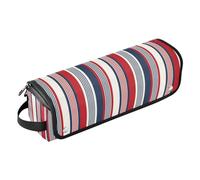 FRODOTGV Borsa da viaggio per utensili da donna con tappetino rimovibile resistente al calore, organizer impermeabile per ferro arricciacapelli piatto e accessori per la cura dei capelli, Strisce