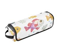 FRODOTGV Borsa da viaggio per utensili da donna di grande capacità, con cuscinetto resistente al calore, organizer per ferri da stiro, piastre e pesci a tamburo dei cartoni animati, colore bianco, 01