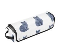 FRODOTGV Borsa da viaggio per utensili per capelli da donna, con supporto per ferro arricciacapelli, tappetino resistente al calore per piastre, piastre, ferri arricciacapelli, gatti blu russi dolci