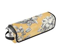 FRODOTGV Borsa da viaggio per utensili per capelli da donna, con supporto per ferro arricciacapelli, tappetino resistente al calore, per piastre, ferri arricciacapelli, fiori, narciso, callistephus