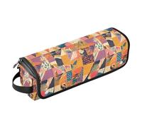 FRODOTGV Borsa da viaggio portatile da donna con tappetino in ferro per acconciature, organizer per ferri da stiro, piastre, funghi e lumache retrò da favola, Motivi patchwork africani colorati, 1