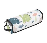 FRODOTGV Borsa da viaggio senza cuciture con simpatici dinosauri bianchi per capelli e tappetino resistente al calore, custodia da viaggio a doppio strato per strumenti caldi, ferro arricciacapelli,
