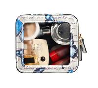 FRODOTGV Borsa da viaggio trasparente da viaggio impermeabile borsa da toilette borsa per trucco organizer farfalle blu testo scritto a mano nota, Nota di testo scritto a mano con farfalle blu, 1 Size