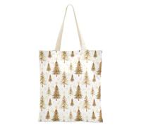 FRODOTGV Borsa di tela di canapa bianca rossa con camion di Natale con tasche borsa leggera di tutti i giorni per la ragazza, Modello Albero Di Natale Acquerello, Taglia unica