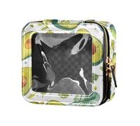 FRODOTGV Borsa di trucco della radura del cuoio delle strisce rosse per i sacchetti cosmetici della chiusura lampo dei contenitori cosmetici delle ragazze, Avocado divertente., Taglia unica