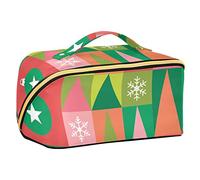 FRODOTGV Borsa di trucco di grande capacità del modello geometrico luminoso di elementi di Natale, borsa cosmetica di viaggio, borsa di trucco, borsa portatile impermeabile dell'organizzatore di