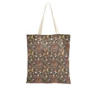 FRODOTGV Borsa media in tela con manici per ragazza, riutilizzabile, motivo albero di Natale colorato, Babbo Natale marrone renna, Taglia unica
