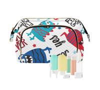 FRODOTGV Borsa per cosmetici cosmetici essenziali per il trucco senza cuciture carino mostro trucco gioielli cosmetici, Mostro Carino Senza, 1 Size