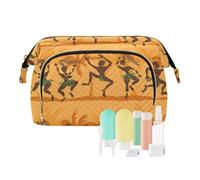 FRODOTGV Borsa per cosmetici da donna, grande capacità, con cerniera, per ballare aborigeni africani selvaggi arancioni, Dancing Wild African Aborigeni Arancione, 1 Size