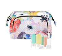 FRODOTGV Borsa per cosmetici grande borsa per il trucco impermeabile anemoni margherita fiori e boccioli di rose trucco cosmetico donna portamonete, Anemoni Fiori Margherita e boccioli di rose, 1 Size