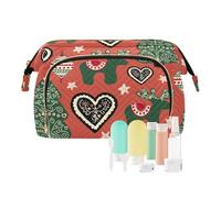 FRODOTGV Borsa per cosmetici, motivo artistico popolare natalizio, borsa cosmetica da viaggio, borsa da viaggio essenziale da donna, Modello di arte popolare di Natale, 1 Size