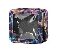 FRODOTGV Borsa per il trucco astratta metallica impermeabile trasparente piccola per borsa da toilette organizer portatile per ragazze, Ancore semplici a tema oceano, Taglia unica