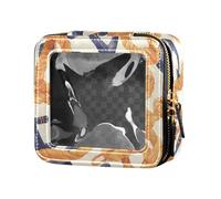 FRODOTGV Borsa per il trucco astratta metallica impermeabile trasparente piccola per borsa da toilette organizer portatile per ragazze, Corda a righe blu navy e oceano, Taglia unica