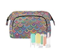 FRODOTGV Borsa per il trucco borse per il trucco per le donne impermeabile arcobaleno catena posta drago squame toilette organizzatore borsa cambiamento, Scaglie di drago con catena arcobaleno, 1 Size