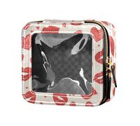 FRODOTGV Borsa per il trucco con ancore e corde, con cerniera, per la cura della pelle, contenitori per cosmetici, per ragazze e donne, Labbra Bacio Cuore Pattern Love, 1 Size