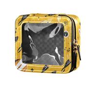 FRODOTGV Borsa per il trucco con elefante colorato e carino, trasparente, piccola, per ragazze e donne, trousse da viaggio, Cartone animato Spazio Modello Razzi, Taglia unica