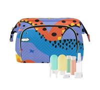 FRODOTGV Borsa per il trucco grande borsa cosmetica organizzatori chiave carta impermeabile cambiamento borsa dinosauro modello su sfondo viola, Modello dinosauro su sfondo viola, 1 Size