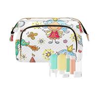 FRODOTGV Borsa per il trucco, Little Cartoon Fairy Set Castello unicorni Bianco, Borse Cosmetiche per le Donne Viaggio, Zipper Donne Coin Purse, Little Cartoon Fairy Set Castello unicorni Bianco, 1