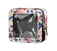 FRODOTGV Borsa per il trucco per bambini con simpatica paperella gialla in gomma trasparente piccola per ragazze e donne organizer per smalti da toilette borsa da viaggio, Panda Bear Face, 1 Size
