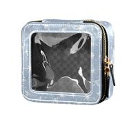 FRODOTGV Borsa per il trucco trasparente a forma di anatra gialla per ragazze e donne organizer per smalti da toilette con cerniera, Argento Glitter Pattern Brillante Scintille, 1 Size