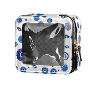 FRODOTGV Borsa per il trucco trasparente con renna natalizia per ragazze e donne, organizer portatile per cosmetici da viaggio, Punti malocchio blu turco minimalista, 1 Size