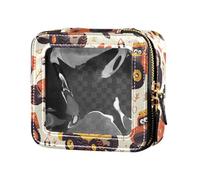 FRODOTGV Borsa per il trucco trasparente impermeabile con corda a righe blu navy e acquerello oceano per ragazze borse da toilette organizer per smalti, Modello disegnato a mano dell'automobile del