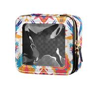 FRODOTGV Borsa per il trucco trasparente impermeabile con corda a righe blu navy e acquerello oceano per ragazze borse da toilette organizer per smalti, Tessuto messicano modello colorato, Taglia