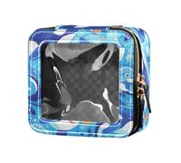 FRODOTGV Borsa per il trucco trasparente impermeabile con foglie Monstera Blots per ragazze donne contenitori cosmetici articoli da toeletta con cerniera, Killer Whale Blu, 1 Size