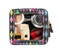 FRODOTGV Borsa per il trucco trasparente per borsa in pelle borsa da toilette organizer per trucco carnevale martedì grasso festivo multicolore rombo, Carnival Mardi Gras Festive Multicolore Rombo, 1