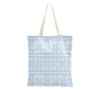 FRODOTGV Borsa per la spesa leggera in tela con tasche, motivo alberi di Natale, verde chiaro, per ragazza, Fiocco di neve natalizio azzurro bianco lavorato a maglia renna, Taglia unica