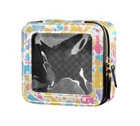 FRODOTGV Borsa per trucco in pelle trasparente con stella dorata per ragazze e donne custodia organizer trasparente, Mano Disegno Camouflage Ondulato, 1 Size