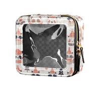 FRODOTGV Borsa per trucco in pelle trasparente con stella dorata per ragazze e donne custodia organizer trasparente, Carino Raccoon Wildlife Natale, Taglia unica