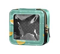 FRODOTGV Borsa per trucco trasparente con texture glitterata rossa e organizer per cosmetici per ragazze, Barche bianche e gialle nel modello verde del lago, Taglia unica